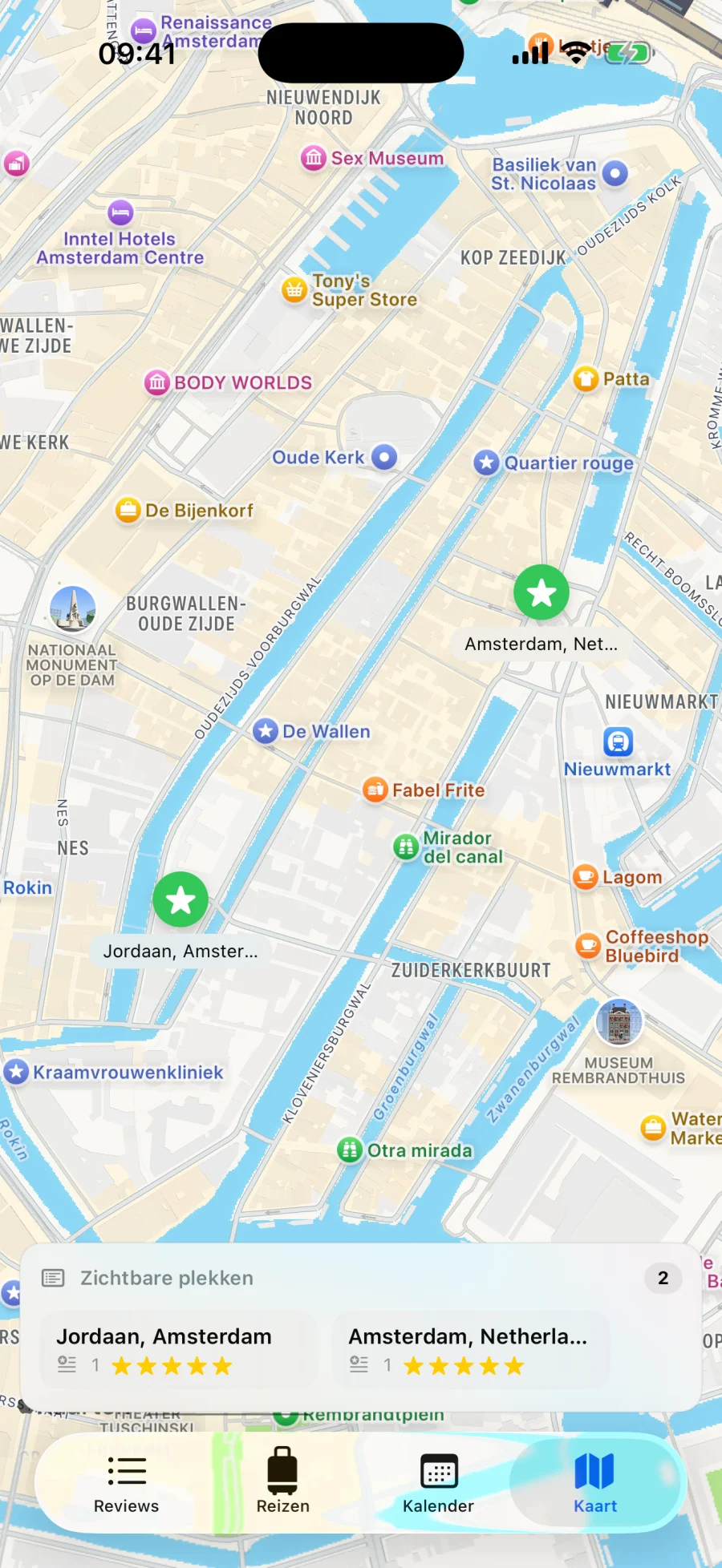 Reviews bekijken op de kaart in MyPersonalReview